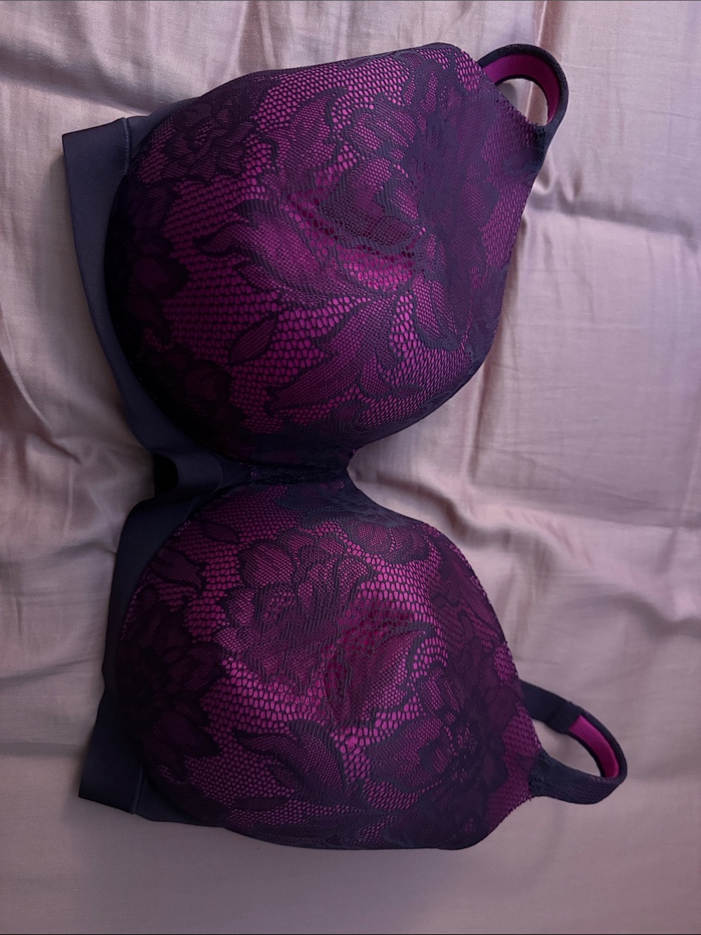 Cacique Plum and Black Lace Lightly Lined Bra